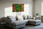 Dew-Kissed Autumn Serenade leaves canvas print, displayed in a living room