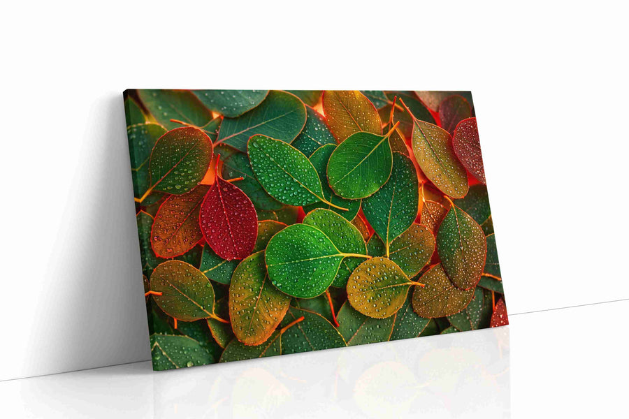 Dew-Kissed Autumn Serenade leaves canvas print gallery-wrapped landscape canvas studio shot