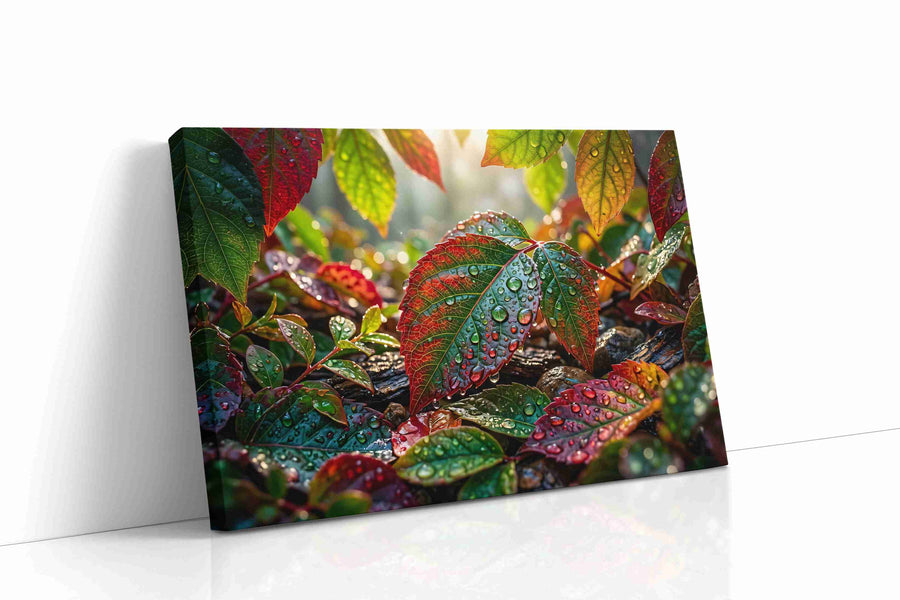 Dew-Kissed Autumn Symphony leaves canvas print gallery-wrapped landscape canvas studio shot