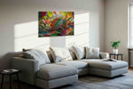 Dew-Kissed Autumn Symphony leaves canvas print styled in a living room