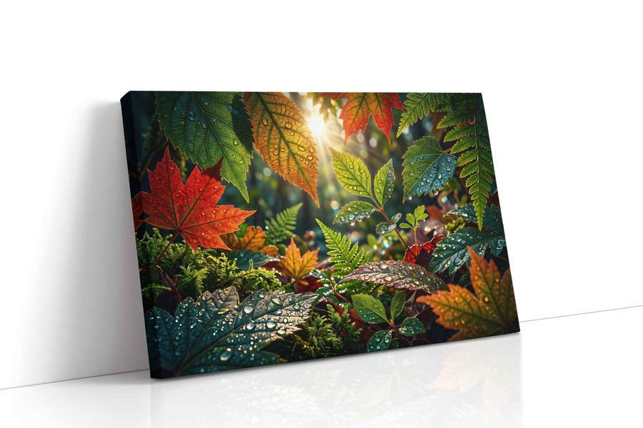 Sunlit Symphony in Leaves leaves canvas print gallery-wrapped landscape canvas studio shot