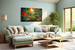 Sunlit Symphony in Leaves leaves canvas print, hanging on wall