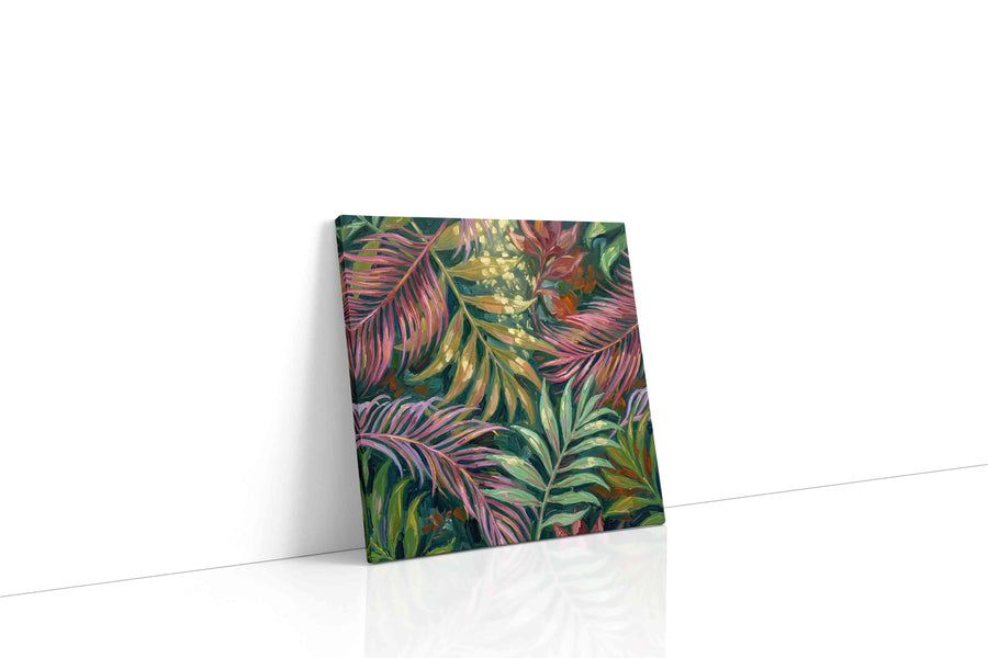 Tropical Whispers leaves canvas print, gallery-wrapped, ready to hang