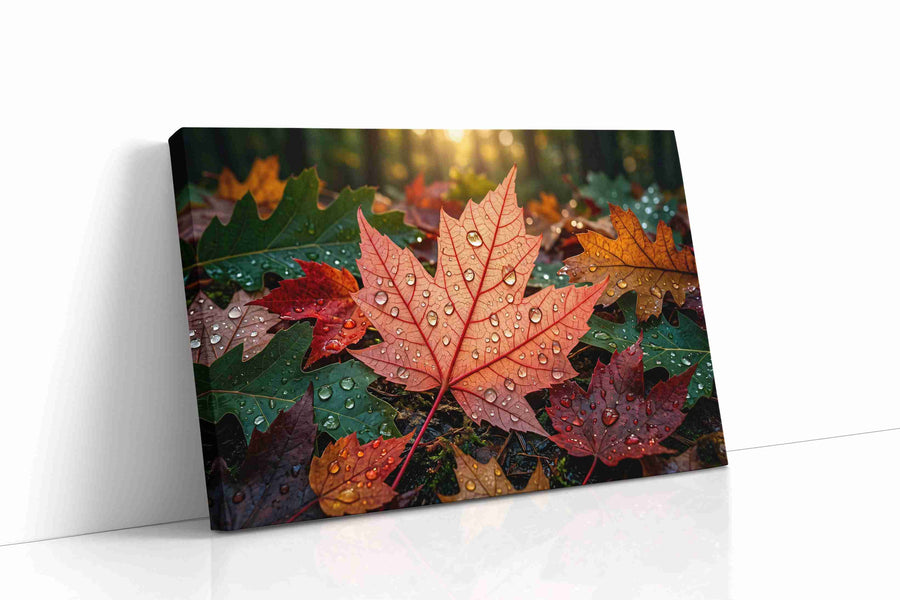 Whispers of Autumn Dew leaves canvas print gallery-wrapped landscape canvas studio shot
