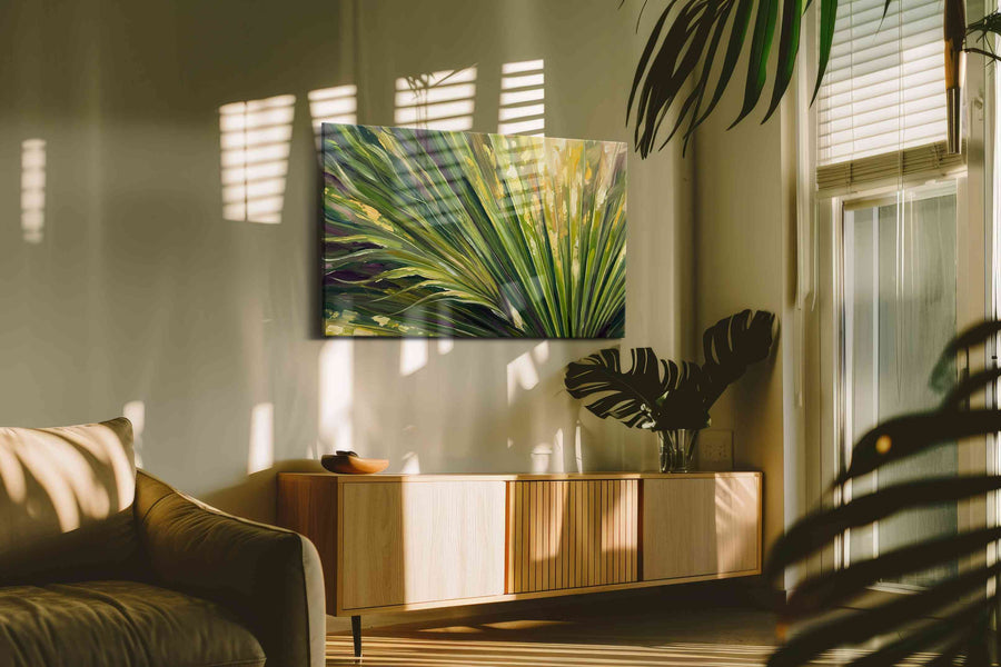 Verdant Whispers leaves canvas print, on wall, lifestyle preview