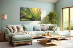 Verdant Whispers leaves canvas print, hanging on wall