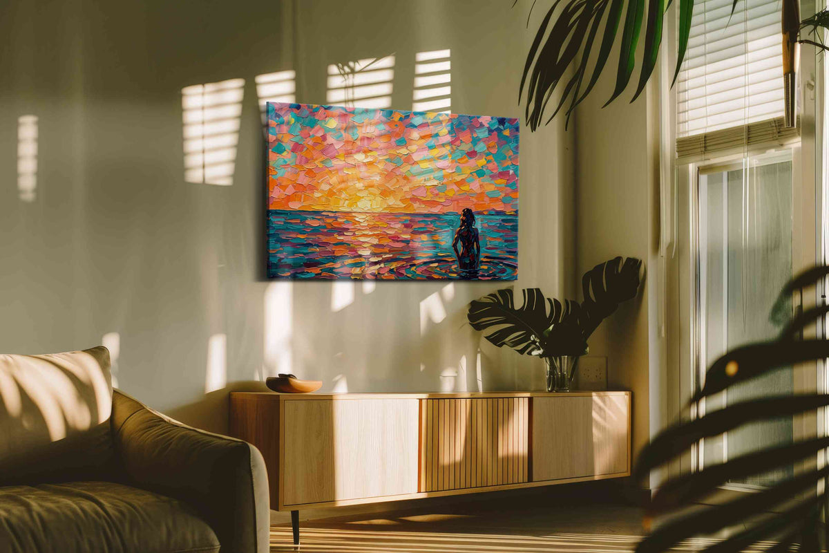 Sunset Symphony in Color landscape canvas print, on wall, lifestyle preview