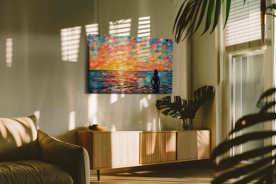 Sunset Symphony in Color landscape canvas print, on wall, lifestyle preview