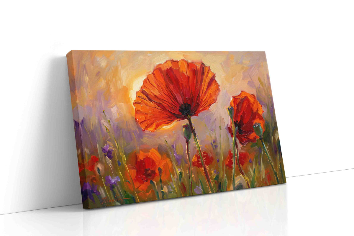 Eternal Poppies at Sunset poppies canvas print gallery-wrapped landscape canvas studio shot