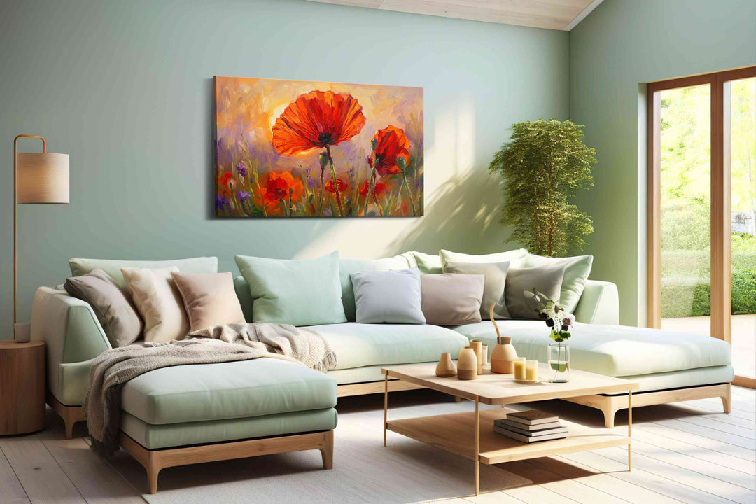 Eternal Poppies at Sunset - Poppy Wall Art, Floral Canvas Print, Flower Decor