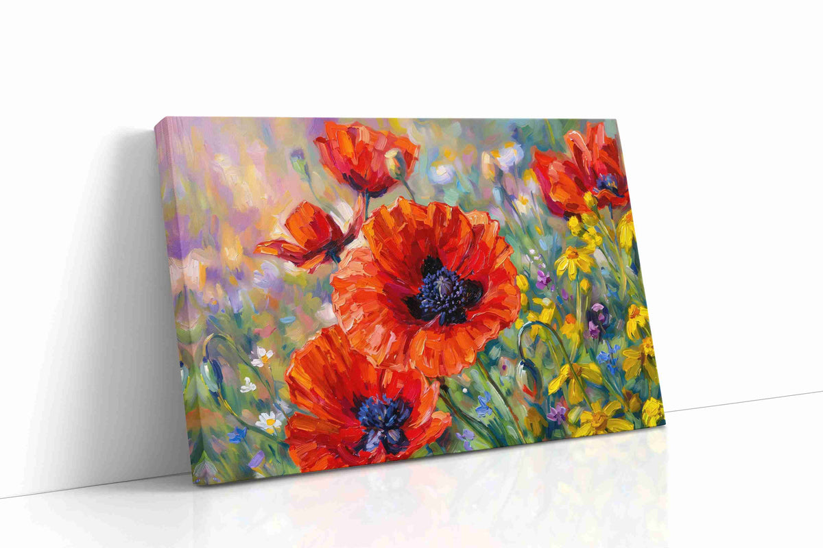 Vibrant Harmony of Poppies poppies canvas print gallery-wrapped landscape canvas studio shot