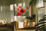 Vibrant Harmony of Poppies poppies canvas print, hanging on wall