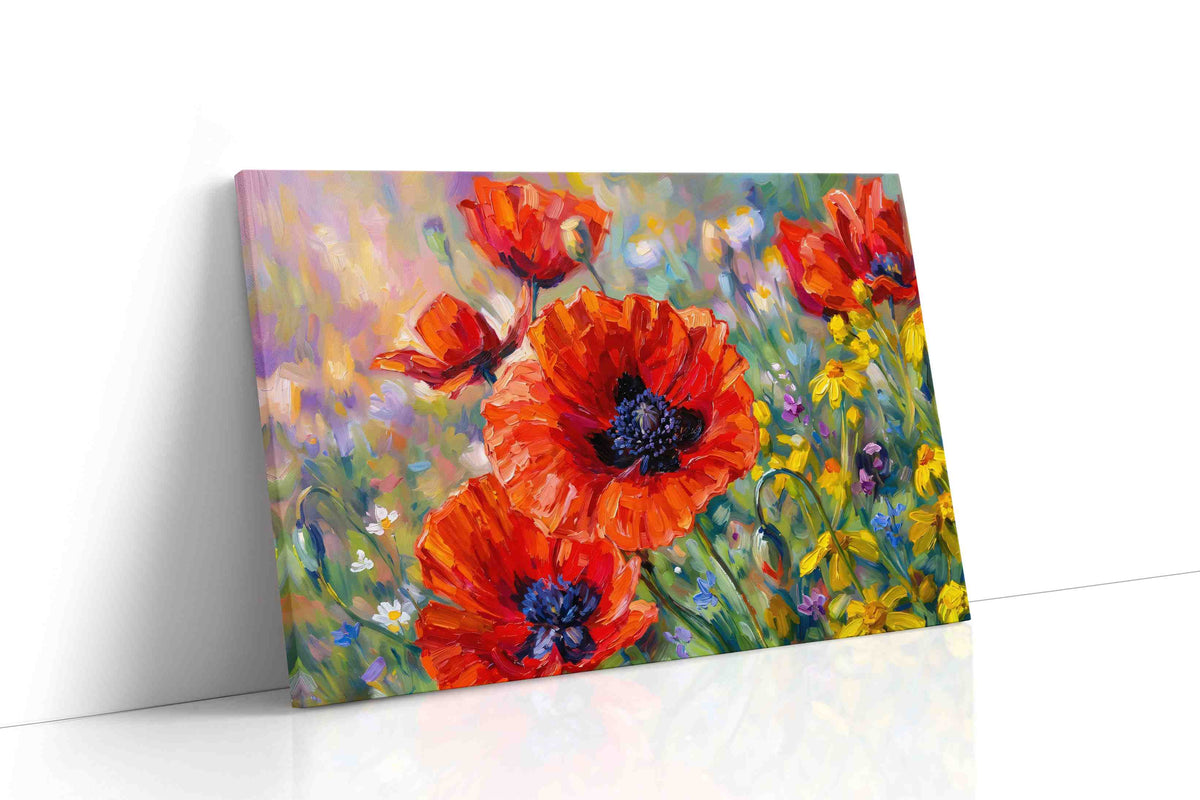 Vibrant Harmony of Poppies poppies canvas print, gallery-wrapped, ready to hang