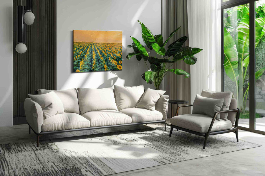 Golden Symphony of Sunflowers sunflowers canvas print, hanging on wall