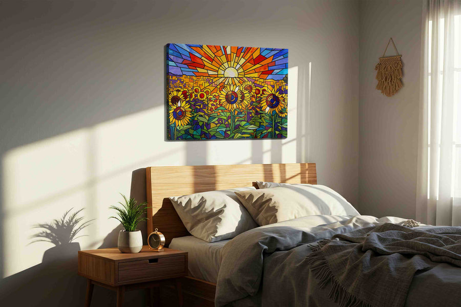 Radiant Sunburst Over Sunflower Fields sunflowers canvas print, gallery-wrapped, ready to hang — view 4