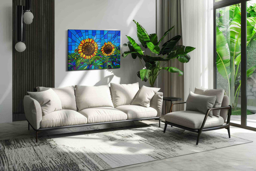 Radiant Sunlit Blooms sunflowers canvas print, on wall, lifestyle preview
