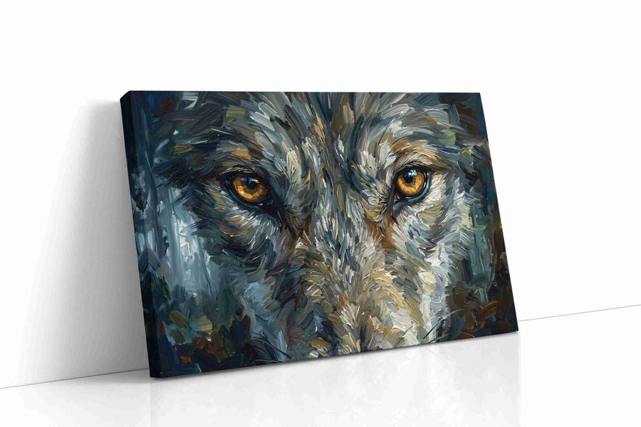 Eyes of the Wilderness wolf canvas print gallery-wrapped landscape canvas studio shot