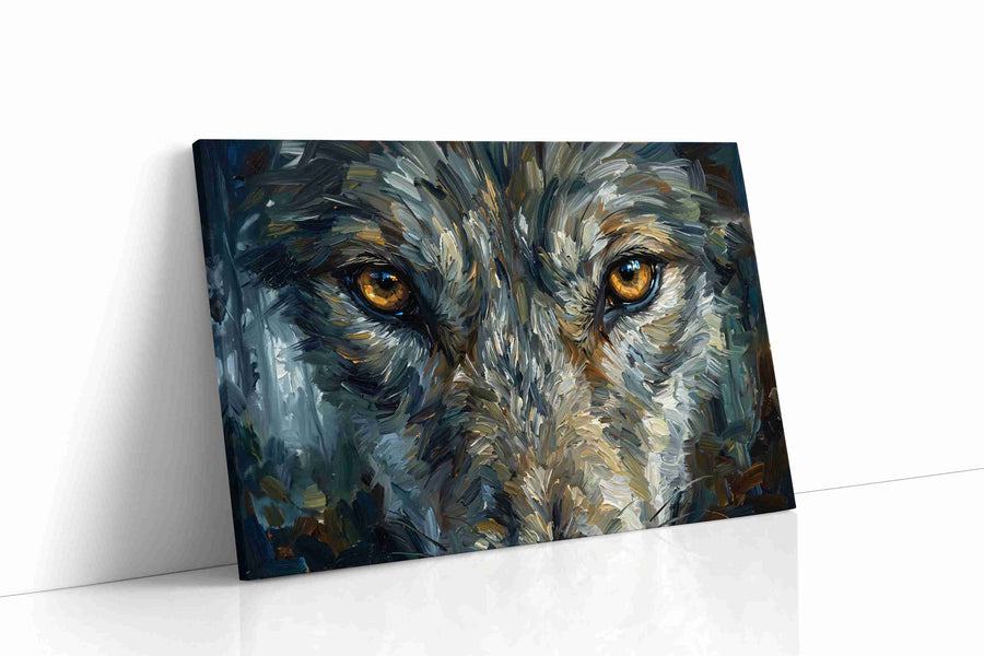 Eyes of the Wilderness wolf canvas print, gallery-wrapped, ready to hang