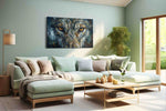 Eyes of the Wilderness wolf canvas print, hanging on wall
