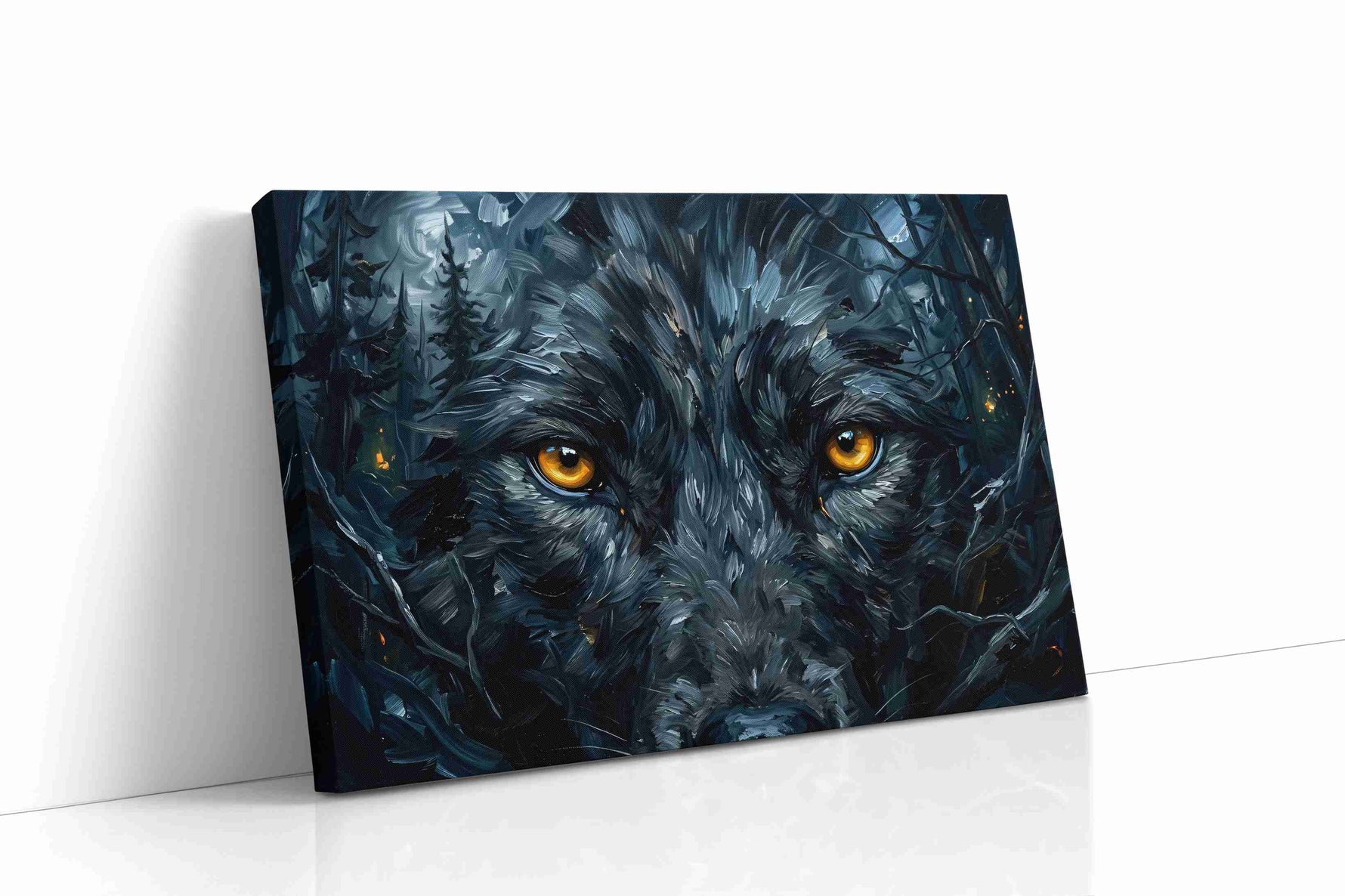 Gaze of the Midnight Wolf wolf canvas print, gallery-wrapped, ready to hang