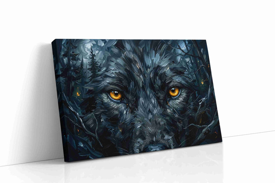 Gaze of the Midnight Wolf wolf canvas print, gallery-wrapped, ready to hang