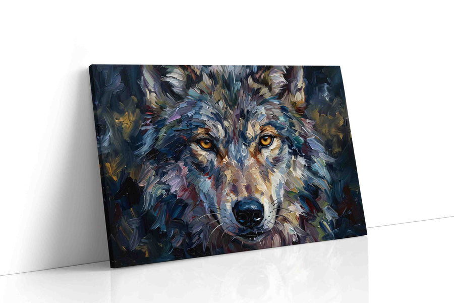 Luminous Gaze of the Wild wolf canvas print gallery-wrapped landscape canvas studio shot