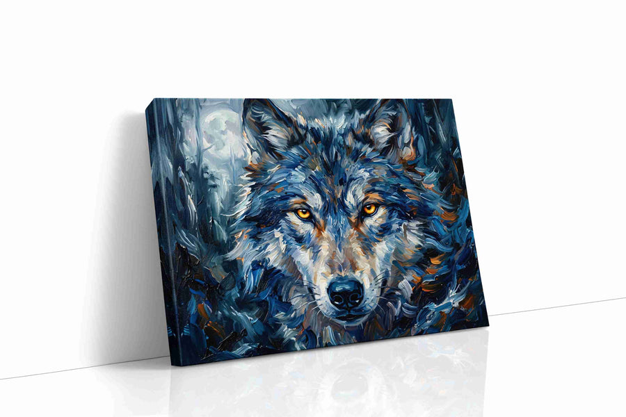 Lunar Guardian wolf canvas print, gallery-wrapped, ready to hang