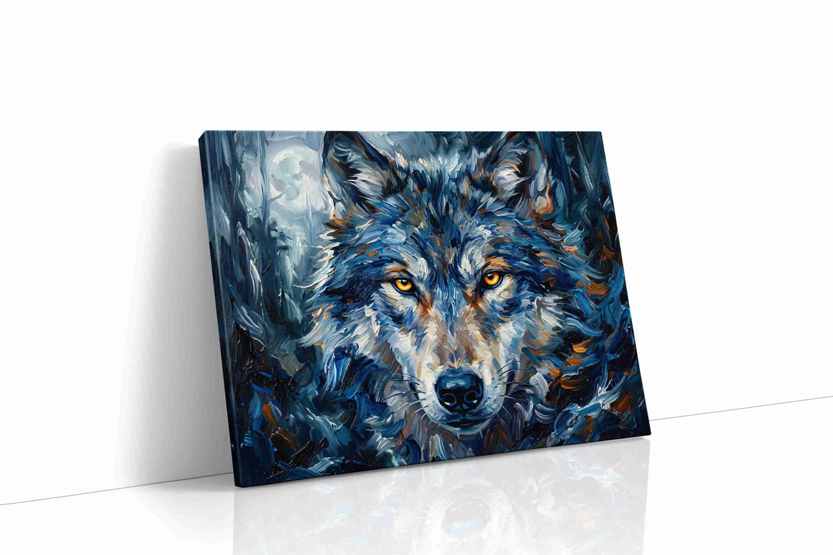 Lunar Guardian wolf canvas print gallery-wrapped landscape canvas studio shot