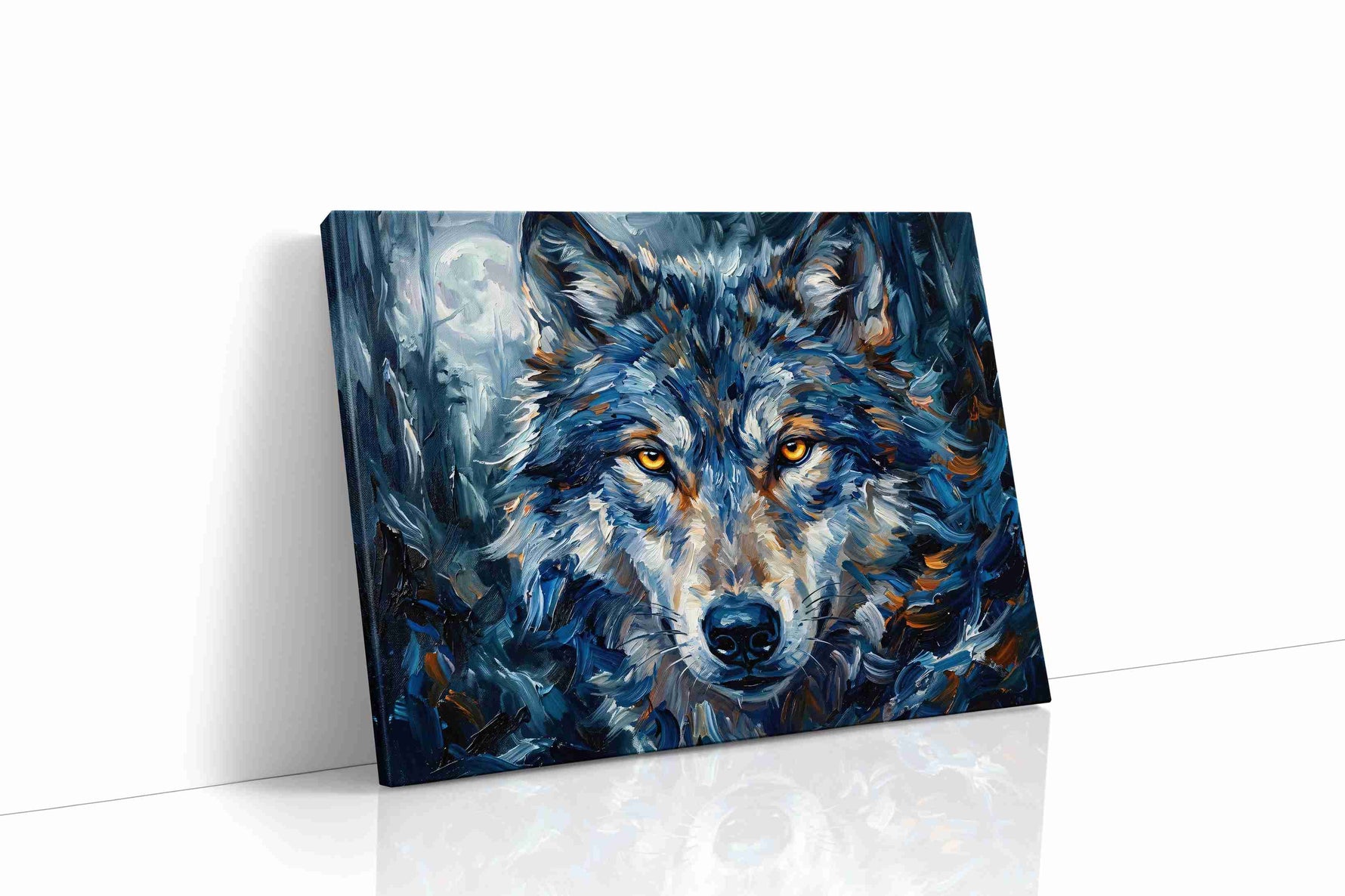Lunar Guardian wolf canvas print gallery-wrapped landscape canvas studio shot