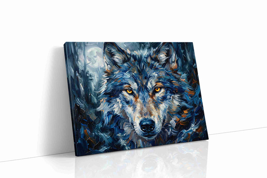 Lunar Guardian wolf canvas print gallery-wrapped landscape canvas studio shot