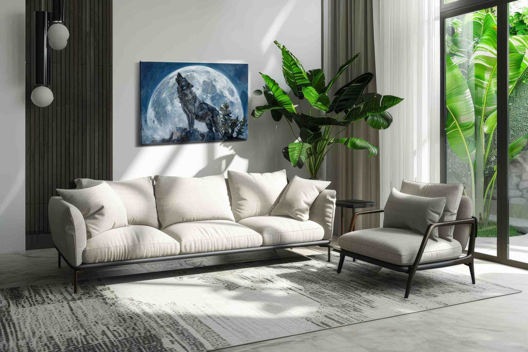 Lunar Howl Serenity - Wolf Wall Art, Wildlife Canvas Print, Nature Predator Art