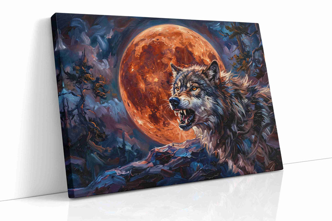 Lunar Howls of the Night - Wolf Wall Art, Wildlife Canvas Print, Nature Predator Art