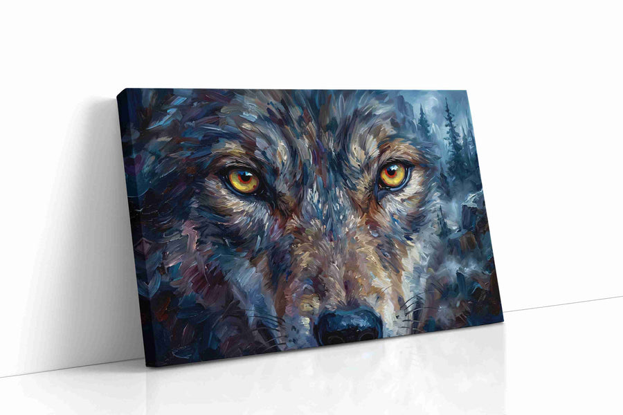 Spirit of the Wild Gaze wolf canvas print gallery-wrapped landscape canvas studio shot
