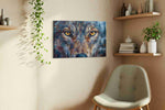 Spirit of the Wild Gaze wolf canvas print, displayed in a living room