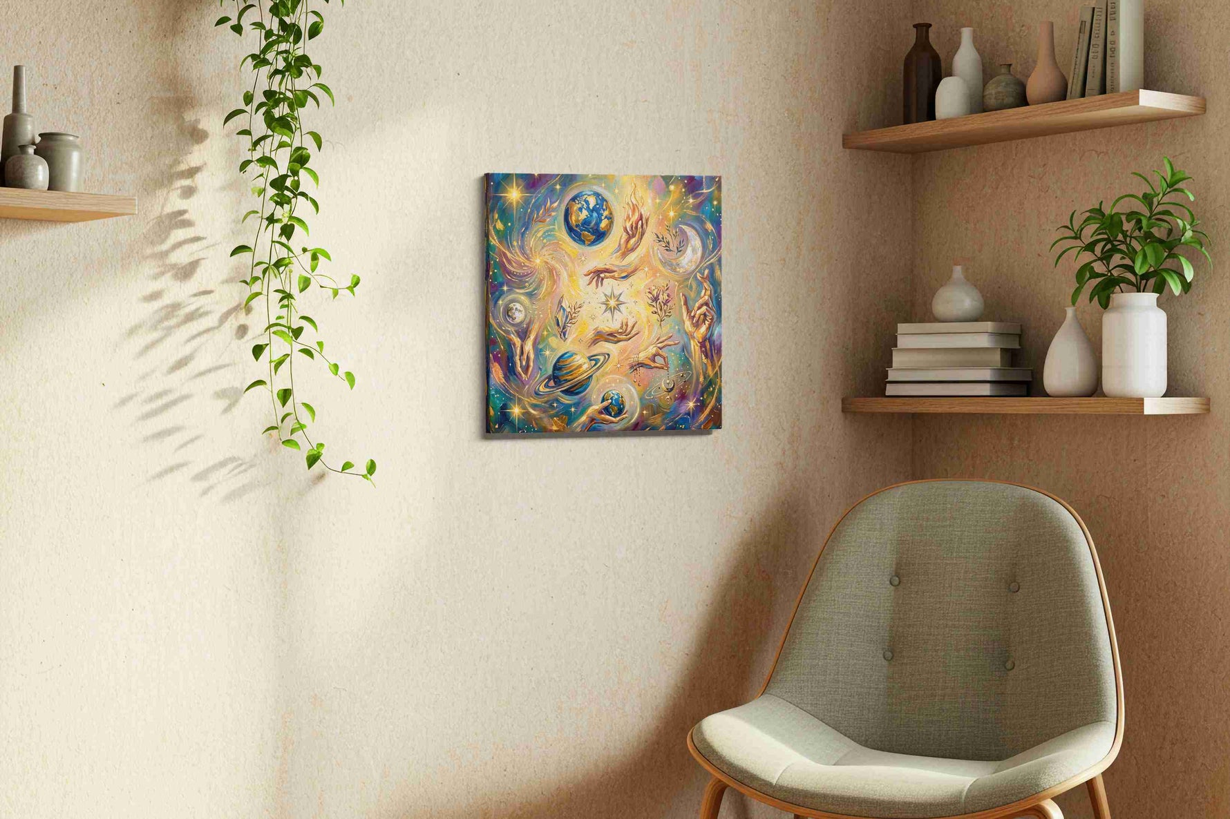 Celestial Harmony fortune canvas print in a living room scene