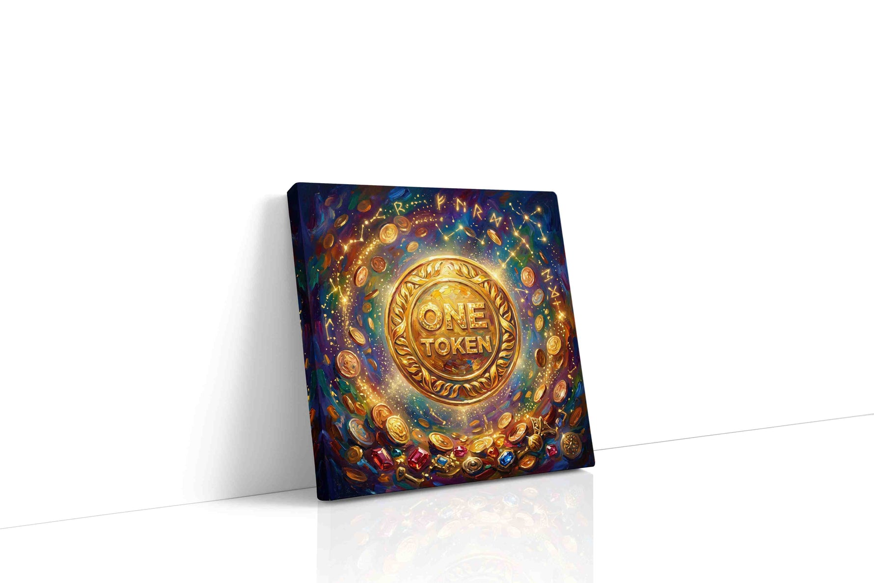 Celestial Wealth Unveiled fortune canvas print gallery-wrapped square canvas studio shot