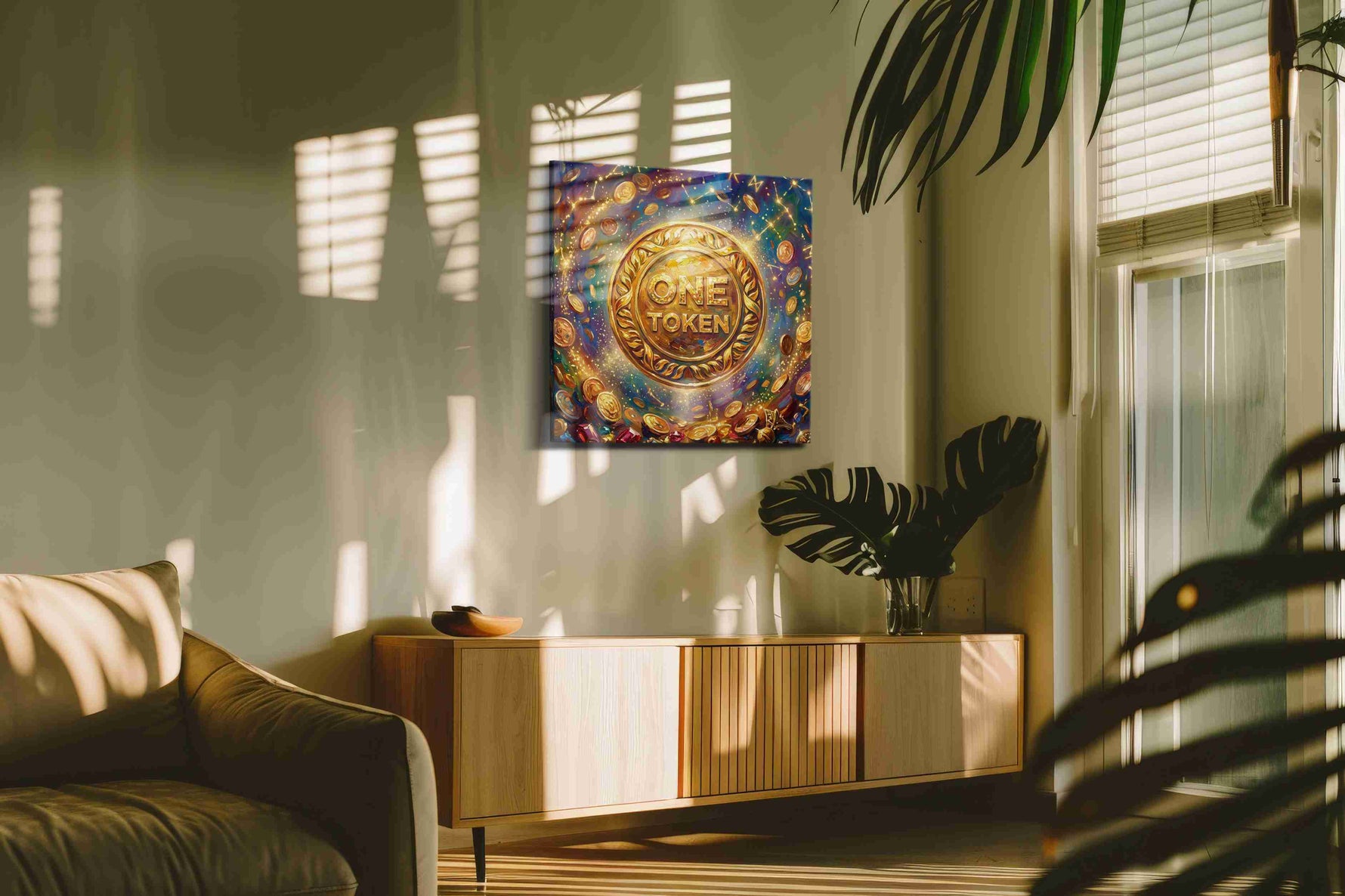 Celestial Wealth Unveiled fortune canvas print in a hung canvas mockup
