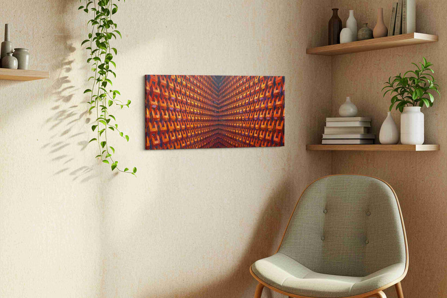Echoes of the Infinite geometric canvas print, displayed in a living room