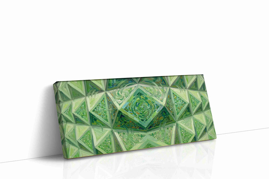 Emerald Labyrinth geometric canvas print, gallery-wrapped, ready to hang