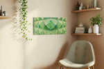 Emerald Labyrinth geometric canvas print in a living room scene