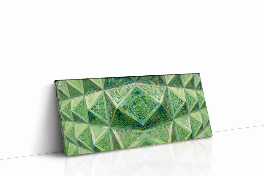 Emerald Labyrinth geometric canvas print gallery-wrapped landscape canvas studio shot