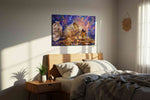 Ethereal Gold Cascade fortune canvas print, displayed in a bedroom