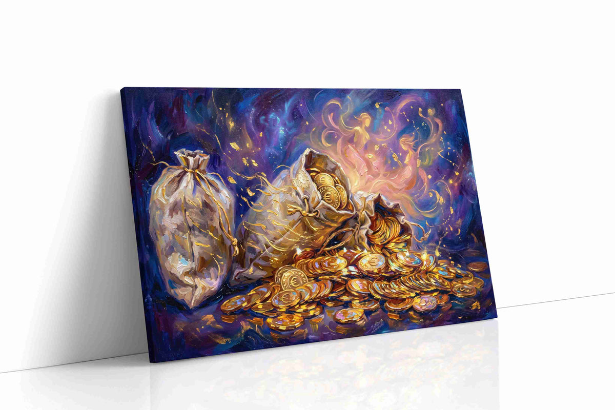 Ethereal Gold Cascade fortune canvas print, gallery-wrapped, ready to hang