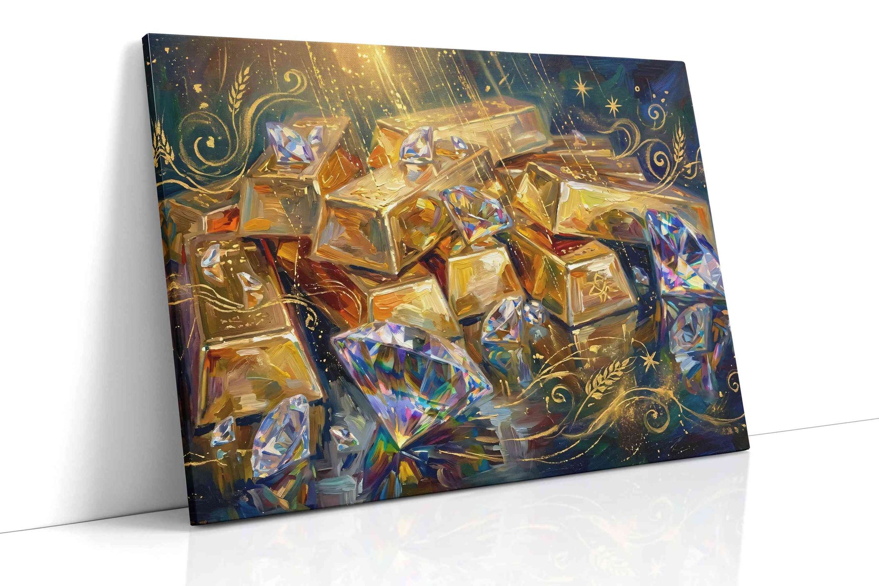 Gleaming Treasures of Light - Fortune, Feng Shui Wall Art, Prosperity Canvas Print, Good Luck Decor