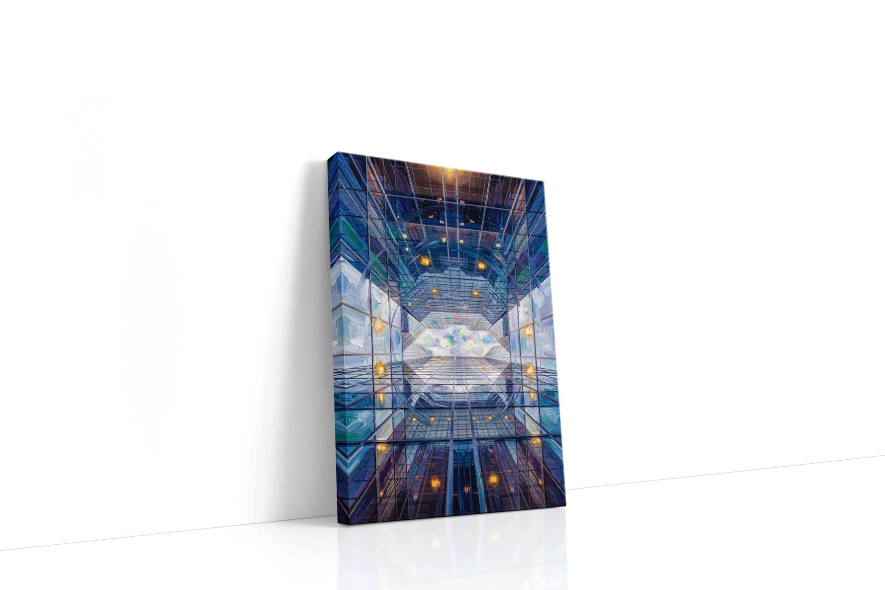 Infinite Reflections of the Sky geometric canvas print gallery-wrapped portrait canvas studio shot