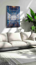 Infinite Reflections of the Sky geometric canvas print, hanging on wall