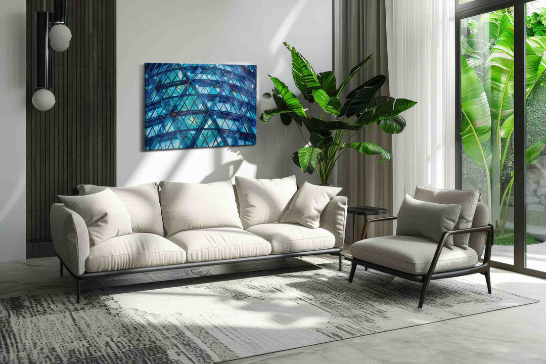 Prismatic Blue Symphony - Geometric, Geometric Wall Art, Abstract Canvas Print, Modern Decor