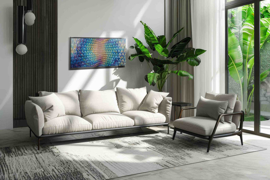 Prismatic Labyrinth geometric canvas print, on wall, lifestyle preview