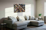 Urban Energies Unleashed modern canvas print in a living room scene