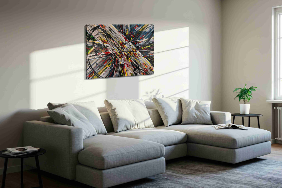 Urban Energies Unleashed modern canvas print in a living room scene